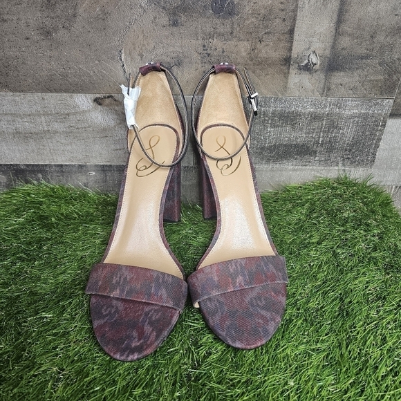 New Sam Edelman Yaro Brick Leather Block Heel Sandals - Picture 7 of 9